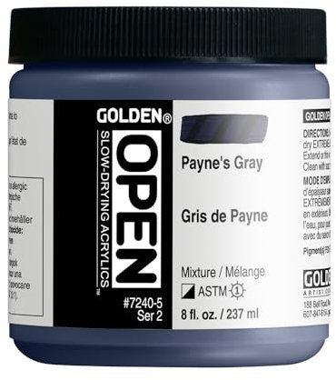 GOLDEN OPEN Slow-Drying Acrylics, Payne's Gray, 8 fl. oz. Jar