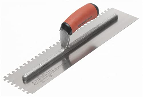 MARSHALLTOWN Spatola dentata due lati, tacca: SQ-6x6x6x6 mm con impugnatura DuraSoft, in acciaio, per piastrellisti, argento, dimensioni: 279x114 mm