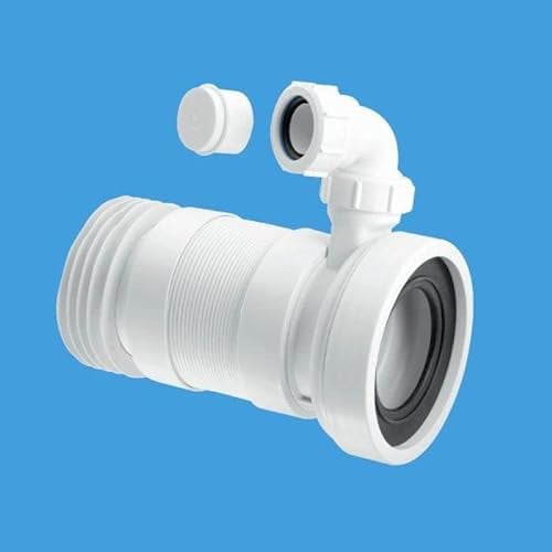McAlpine WC-F23RV Straight Flexible WC Connector with Vent Boss-140 > 310mm, White