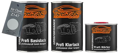 TRISTARcolor Autolack Set Dose spritzfertig für Opel Z147 Starsilber II Metallic/Star Silver II Metallic Basislack + 2K Klarlack 2,5L