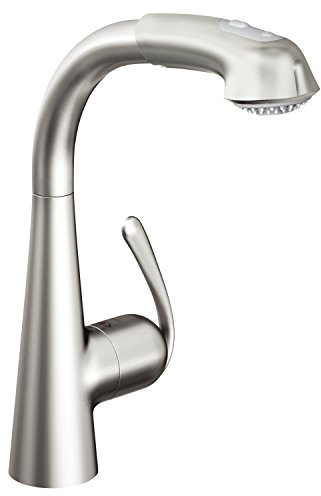 GROHE Zedra Küchenarmatur, RealSteel, Komfort-Spülbrause 32553SD0