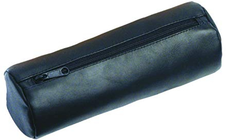 Alassio 43018 - Schlamperrolle XXL aus echtem Leder, Stiftetui schwarz, Schlamper ca. 22 x 9 cm, Schlampermäppchen rund, Etui für Schreibgeräte, Faulenzerrolle groß