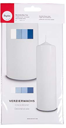 RAYHER HOBBY Rayher 31448000 Verzierwachs, Blau-Töne, Set 4 Verzierwachsplatten, 20 x 6,5 cm, Wachs zum Kerzen verzieren, Kerzenwachs, Wachsfolie