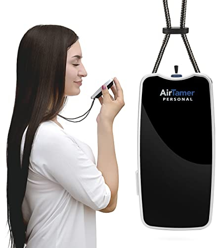 AirTamer A310 Rechargeable Personal Air Purifier, Proven Performance, Virus and Pollutant Tested*, Black with Metal Travel Case