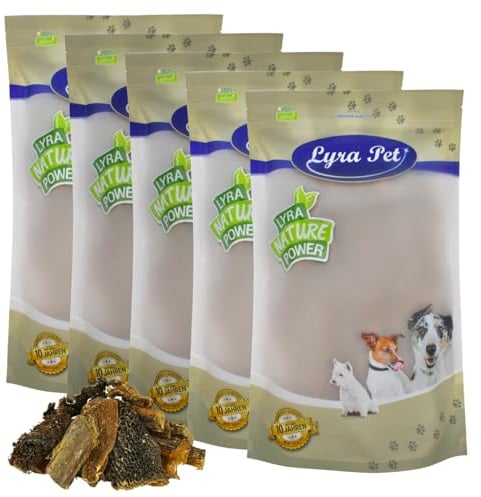 Lyra Pet® 5 kg Rinderpansen klein ca. 2-10 cm getrocknet | Naturbelassener Kausnack | Proteinhaltiges Leckerli auch für Welpen und ältere Hunde | Nährstoffreich | Schonend getrocknet | Gut verträglich