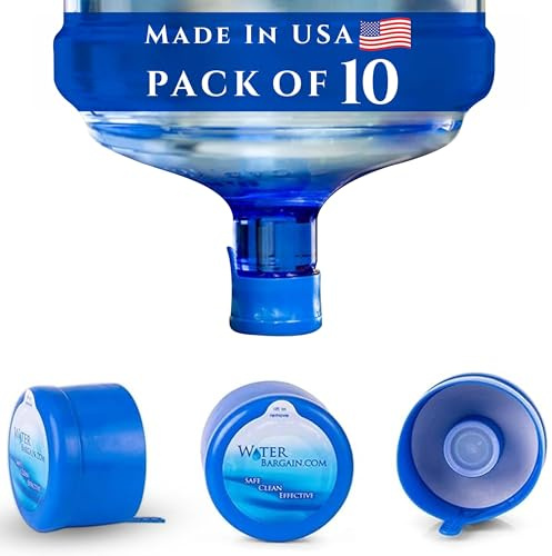 [10 Pack] USA Made 3 & 5 Gallon Water Bottle Caps - Spill Proof 5 Gallon Water Jug Cap fits 2, 3, 5, 6 Gallon Water Jugs - 5 Gallon Water Jug Lid - Lids for 5 Gallon Jug Cap, 3 Gallon Water Jug Cap
