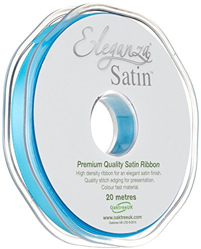 ELEGANZA Double Faced Satin Ribbon 10mm x 20m Turquoise No.55, 10 mm x 20 m