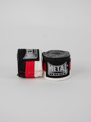 METAL BOXE MB120 Übungsbänder Unisex Erwachsene, schwarz/weiß/rot, Größe 2.5 m
