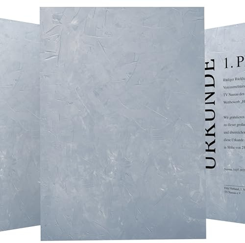 Urkundenpapier 50 Blatt DIN A4 190g/m² – inkl. passender Druckvorlagen | Structure Blau | beidseitig bedruckt | für Zertifikate, Ehrungen & Auszeichnungen | Laser/Ink/Copy/Hand