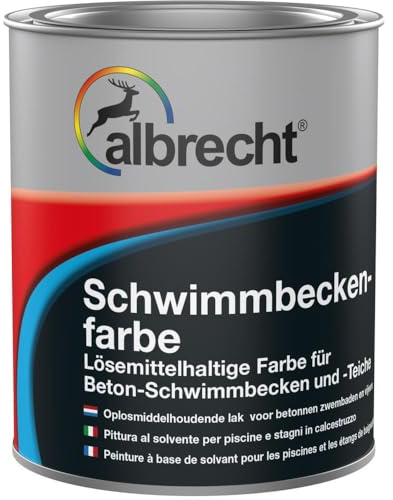 Albrecht Schwimmbeckenfarbe 750 ml | Capriblau | Unterwasserfarbe auf Chlorkautschukbasis | Für Schwimmbecken & Teiche | Seidenglänzend & wetterbeständig