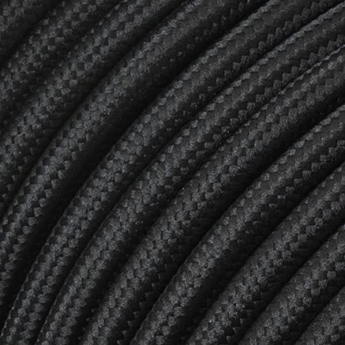 Textilkabel für Lampe, Stoffkabel 3-adrig (3x0,75mm²), Schwarz - Meterware, Preis pro Meter