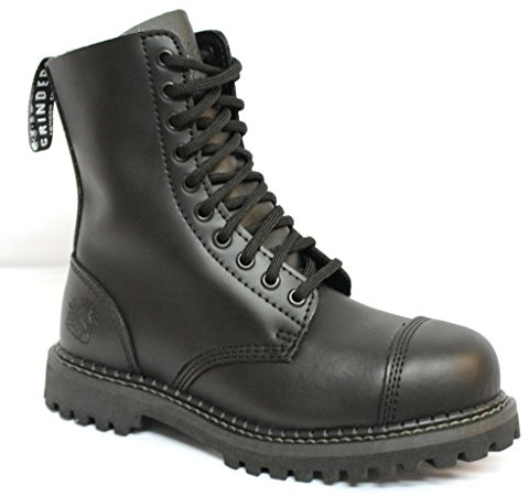 Grinders Stag Opaco Punta Sicurezza Militare Nero Metallo Stivali Unisex Punk del Motociclo