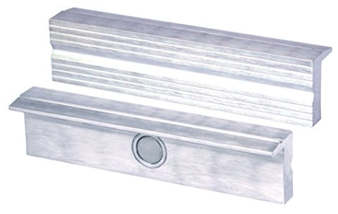 HEUER Magnet-Schutzbacke Typ N für Schraubstock 125 mm, Aluminium mit Rillen, zum Spannen von grob bis mittelfein bearbeiteten Werkstücken