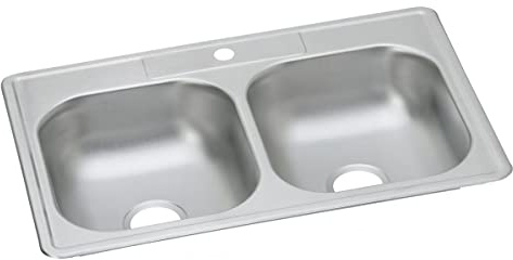 Dayton D233221 Equal Double Bowl Top Mount Stainless Steel Sink, 33 x 22 x 6.5