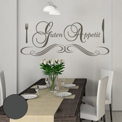Klebesüchtig Wandtattoo Guten Appetit 60cm x 25cm anthrazit - Dekoration - Bad - Wohnzimmer - Aufkleber - Wandsticker
