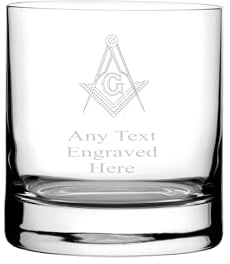 Engraved Masonic Whisky/Whiskey Mixer Glass WG7 in Silk Lined Gift Box [Custom]