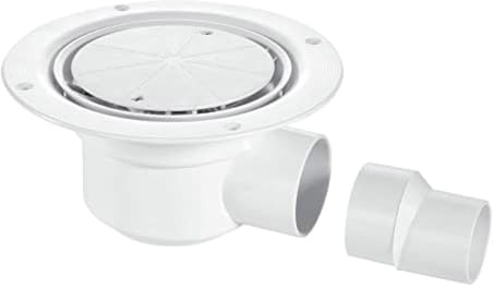 McAlpine TSG50WH 50mm Water Seal Trapped Gully - Clamp Ring and Cover Plate, 2 Horizontal Outlet with 2 x 1.5 Socket Reducer.