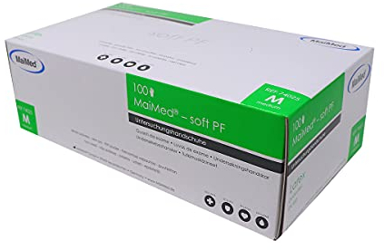 Maimed 100 Latex Untersuchungshandschuhe soft PF puderfrei Einmalhandschuhe Gr. S-XL, Größen_1:M, 100 stück