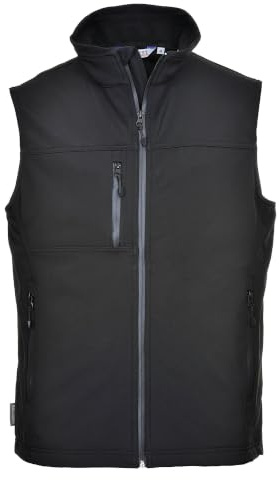 Portwest TK51 Softshell Fleecegefüttert Polyester Wasserdicht Sechs Taschen | Schwarz, XL, Baumwolle, Verstellbarer Saum, Ärmellos, Winddicht, Wasserabweisend, Maschinenwaschbar