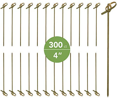 JapanBargain 1596x6, Bamboo Cocktail Picks Skewers for Appetizer Snack Sandwich Finger Food Tapas Fruit Kabob BBQ Hors D'oeuvre Twisted End Knotted Bamboo Sticks, 4 inch 300pcs