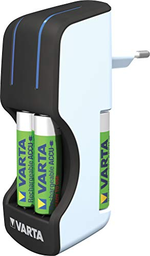 Varta Pocket charging device - LED charging display - Safety cut-out - exclusive Varta design - Charges 2 or 4 AA, AAA batteries simultaneously - incl. 4x AA 1,600 mAh rechargeable batteries