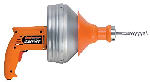 General Pipe Cleaners SV-F Super-Vee Electric Drain Cleaning Machine with 25' of 1/4 Cable for 1-1/4 to 2 Sink, Tub and Shower Drains