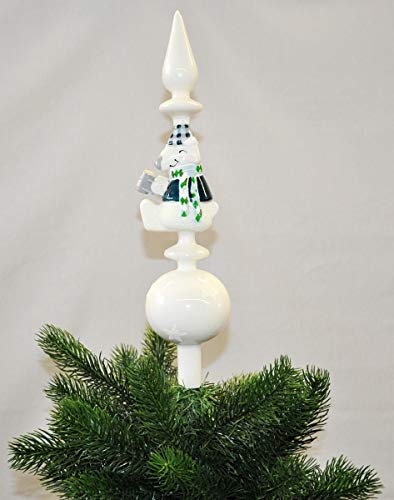 Christbaumspitze Glas 34cm Spitze Matt Glitzer Bär Eule Pinguin Tannenbaum, Motiv/Art:Bär Krug