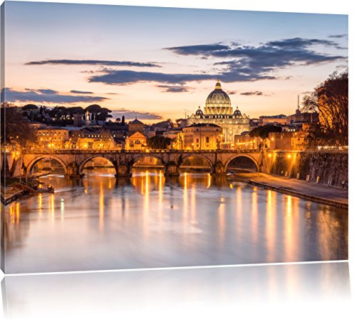 Pixxprint der Basilika St. Peter in Rom, Größe: 80x60cm, Leinwandbild, fertig gespannt, Wandbild, Dekoration, Kunstdruck, kein Poster