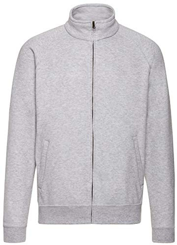 Fruit of The Loom Klassische Herrenjacke mit Reißverschluss vorne, grau meliert, L