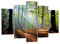 Mehrteilige Bilder auf Leinwand 150x100cm Leinwandbild Wald Blätter Sonne Groß XXL Wanddeko Bild Schlafzimmer Set 5 teilige Wandbilder Dekoration Wohnzimmer Canvas Wand Kunstdruck Art EA150x100-0136