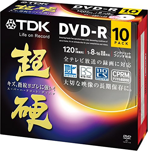 TDK DVD-R CPRM compatible con Super Hard Series 4.7GB 120min 1-16x blanco ancho inyección de tinta imprimible 10pack 5mm Slim Case DR120HCDPWC10A (importación de Japón)