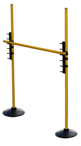 Boje Sport - Sprungstangen-Set - Training für Sprungkraft, Dribbling und Beweglichkeit - (3 Stangen (160 cm (2 x 80 cm)), 2 Vollgummistandfüße, 2 Leiterhürden), Farbe: gelb