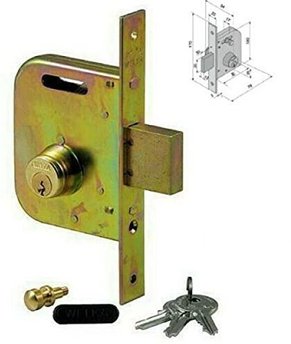 Welka 16000-10 050 Serratura per Cancelli, 2 Mandate, Scrocco, 50 mm