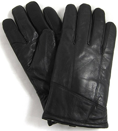 Schwarze Luxus-Herren-Handschuhe aus echtem Leder mit Schaffell-Wollfutter. SNUGRUGS, Schwarz , Large (9.5)