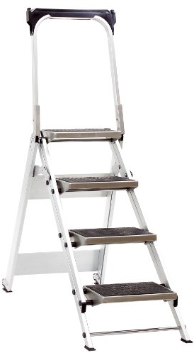 Jumbo Super Proff 41LG410B Klapptrittleiter Aluminium 4 Stufen mit Sicherheitsbügel