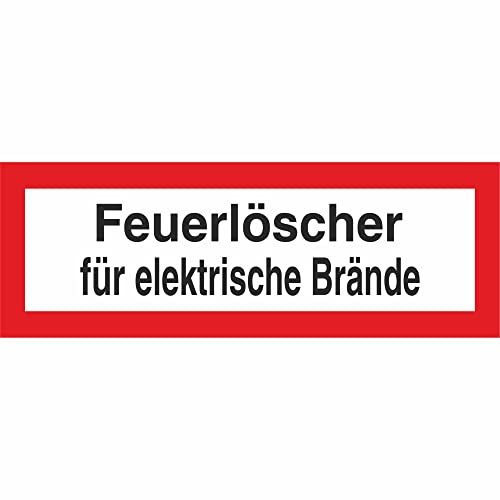Indigos UG Aufkleber Hinweisschild Brandschutz Feuerlöscher für elektrische Brände, 14,80x5,20 cm - selbstklebender Sicherheits Aufkleber für Tür oder Wand - Warnschild für Gebäude, Hotel