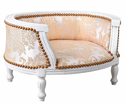 Hundebett Barock Hundesofa 70cm Holz Creme Bett für Mops & Bully cat700d27 Palazzo Exklusiv