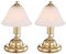2er Set Tischleuchten ANTIQUE Messing mit Glasschirm Alabaster, Touch Ein/Aus, Globo Lighting