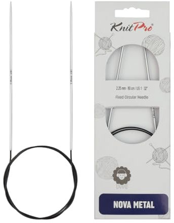 KnitPro Nova Metal: Knitting Pins: Circular: Fisso: 40 cm x 2.25 mm, Metallo, Silver, 40cm x 2.25mm