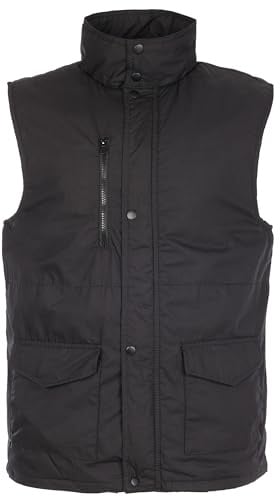 Fort Wroxham Quilted Bodywarmer - Size Medium, Black - Lightweight, Thermal Mens Gilet for Winter - Adjustable Collar, Multiple Pockets, Studded Storm Flap - Durable Poly-Cotton Outdoor Work Vest