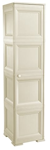 Tontarelli 8085568210 Möbelsäule, 4 Fächer, volle Tür, Mehrzweck, Kunststoff, Cremefarben