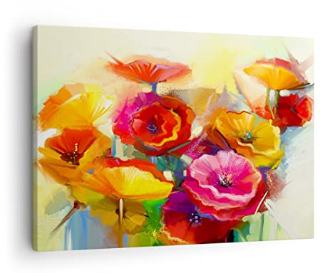 Bilder auf Leinwand Blumen Frühling Flora Garten Leinwandbild 70x50cm Wandbilder Dekoration Wohnzimmer Schlafzimmer Küche Deko Klein Wanddeko Bild Wand Kunstdruck Art Wall Decor Canvas AA70x50-2877