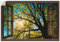 ARTland Wanddeko Wandtattoo selbstklebende Vinylfolie 100 x 70 cm Bäume Foto Grün Fensterblick Frühling Sonne Baumkrone Eiche B8CM