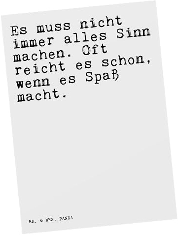 Mr. & Mrs. Panda Postkarte Es muss nicht immer... - Geschenk, Spass, Sinnhaftigkeit, Weisheiten, Spruch Sprüche Weisheiten Zitate Lustig Weisheit