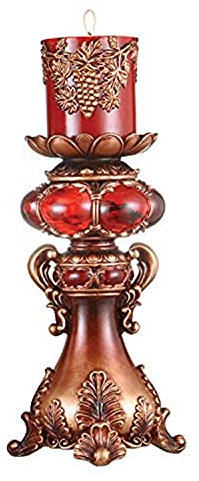 12 cm de alto estilo italiano granate con adornos oro acabado soporte de vela OK-4193-C1