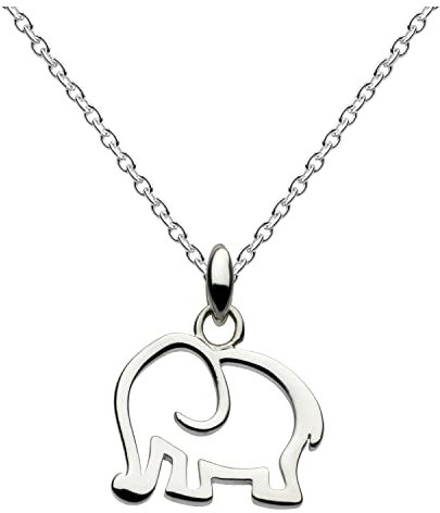 Dew Elephant Pendant 18 Necklace – Sterling Silver, Cute and Fun Animal Outline Pendant, Gift Idea