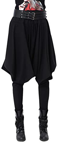 ELLAZHU, pantaloni invernali stile hippie, alla moda, taglia unica, da donna, codice articolo GY508 nero Taglia unica