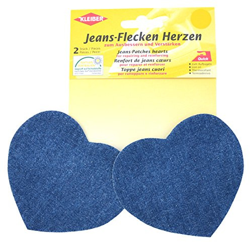 Kleiber + Co.GmbH Jeans-Flecken Herzen, Mittelblau, ca. 8,5 cm x 10,5 cm 343-23