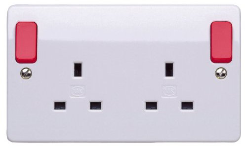 Mk K2746D1WHI 13A 2g Double Pole Switch Socket with Out Rockers