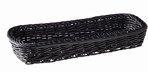 APS 40009 ECONOMIC Polypropylen Besteck Spender, Flechtwerk, Besteckkorb, Aufbewahrungskorb, 27 x 10 x 4, 5 cm, Schwarz